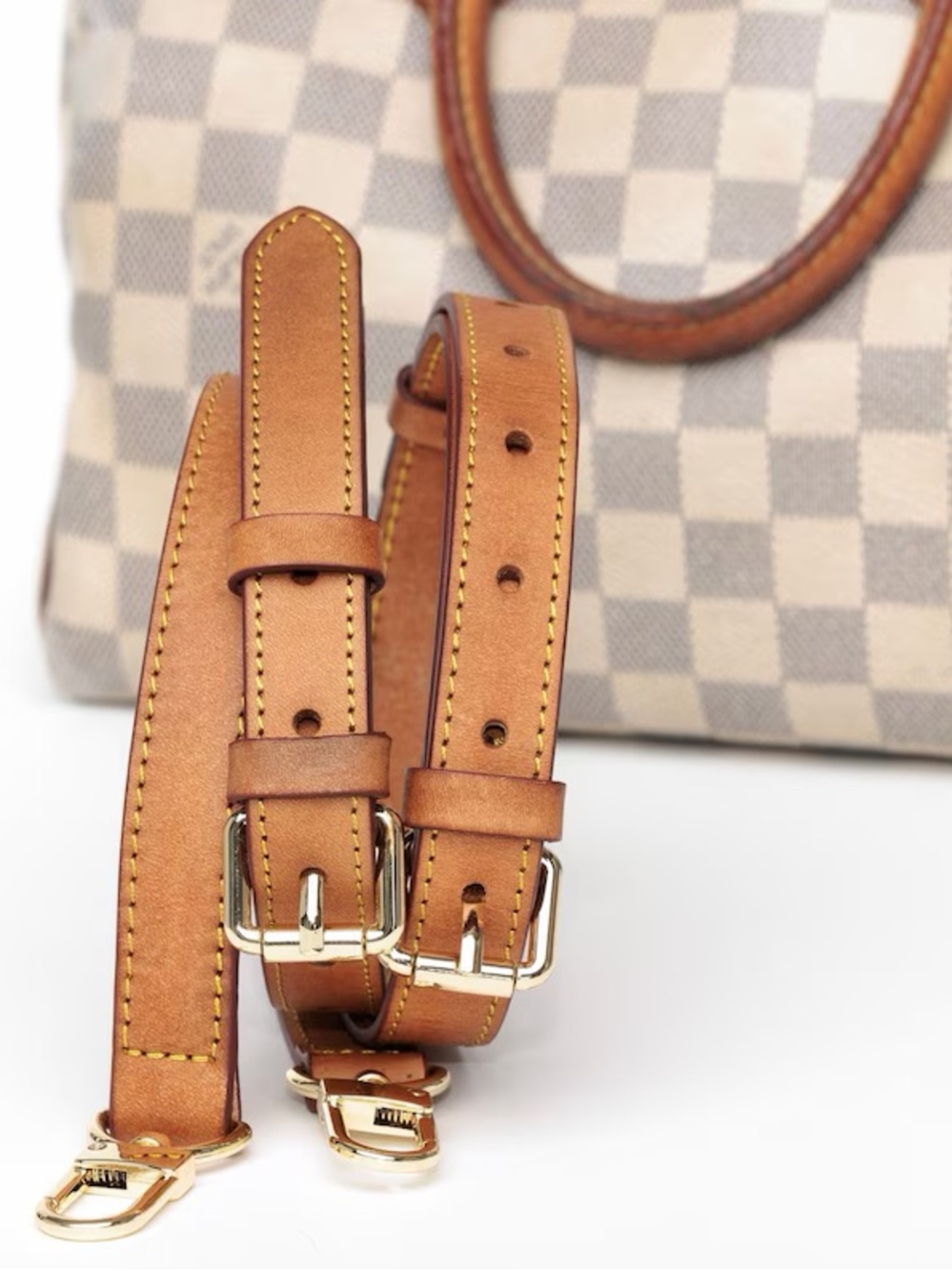 Replacement Vachetta Leather Crossbody Shoulder Strap Honey Patina Gold Hardware - Picture 2 of 4